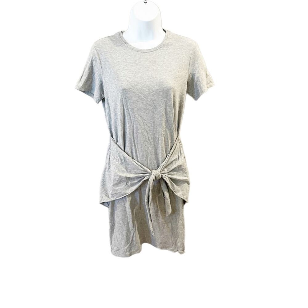 NEW Theory Dakui Knotted T-Shirt Dress Short Sleeve Casual Gray K350 Size Small